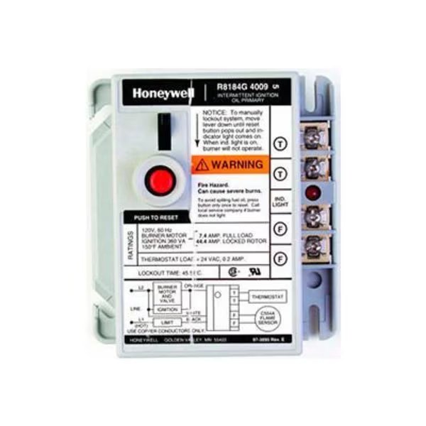 Honeywell Protectorelay Oil Burner Control W/ 45 Sec Lock Out Timing, Resideo, Mfr#: R8184G4009
