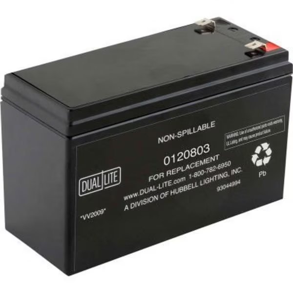 12V 3.4A Lead Calcium Replacement Battery, Hubbell Lighting, Mfr#: BATT-12V-7.2AH LEAD CALCIUM