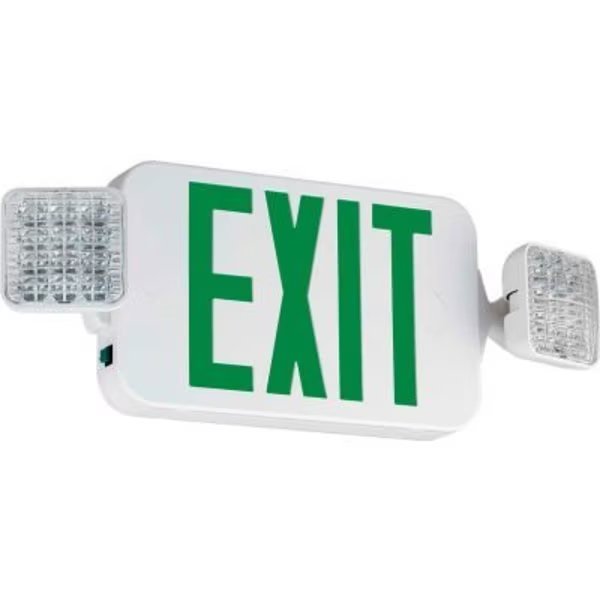 Compass Lighting CCGHOSQ LED Combo Light, Square Heads, White w/ Green LEDs, NiCad Batt, High Output, Hubbell Lighting, Mfr#: CCGHOSQ