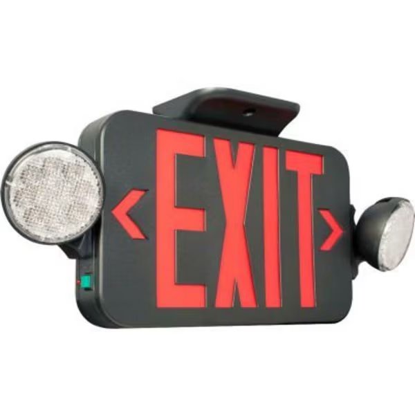 Hubbell LED Combo Exit/Emergency Unit w/ Remote Capacity, Red Letters, Black, Ni-Cad Battery, Hubbell Lighting, Mfr#: CCRRCB