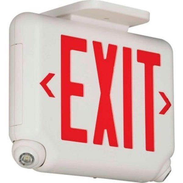 Hubbell Compact LED Combo Unit w/ Remote Capacity, White w/ Red Letters, Hubbell Lighting, Mfr#: EVCURWD4