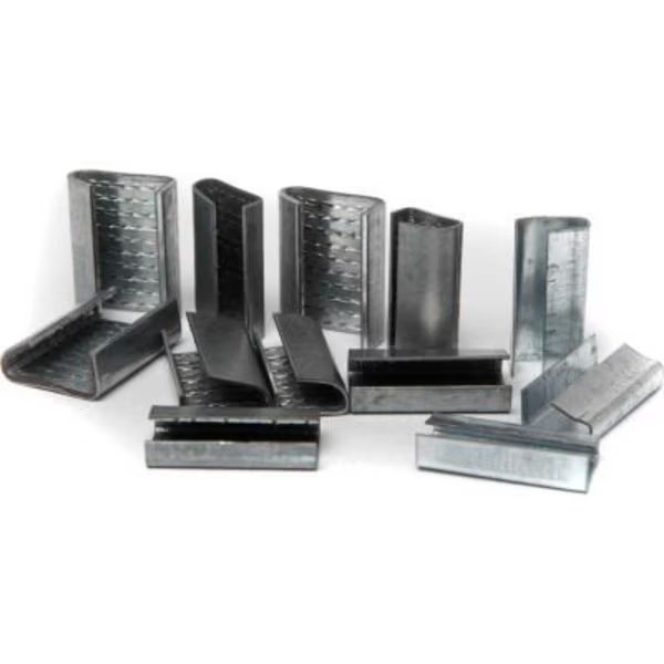 Independent Metal Strap Overlap Push Type Strapping Seals, 1/2" Strap Width, Pack of 1000, Independent Metal Strap Co., Mfr#: 400NM