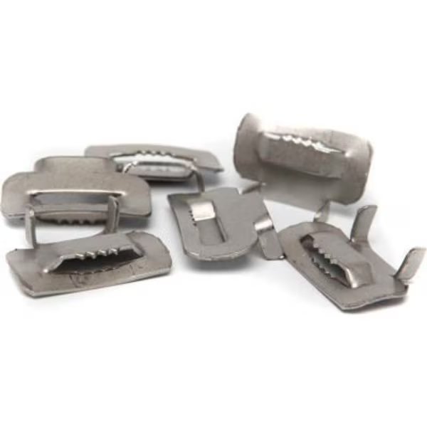 Independent Metal Strap Heavy Duty Stainless Steel Buckles, 5/8" Strap Width, Silver, Pack of 100, Independent Metal Strap Co., Mfr#: 5865-SS