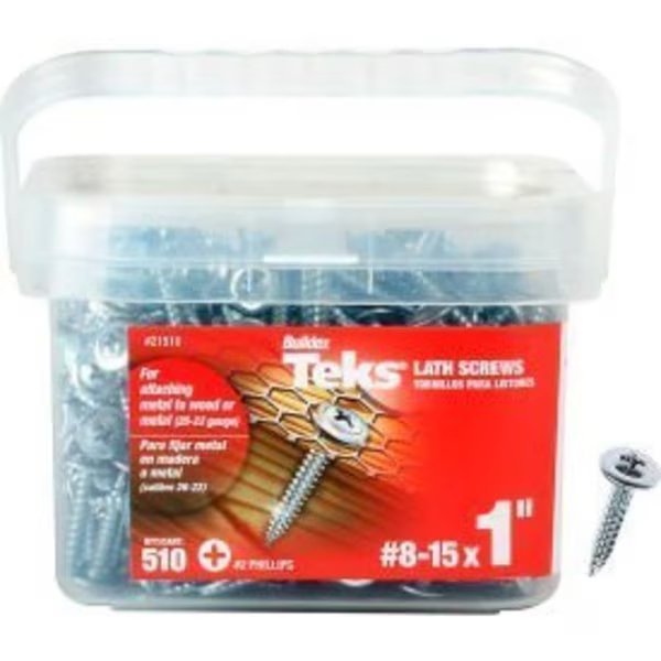 Sheet Metal Screw, #8-15 x 1 in, Zinc Plated Steel Truss Head, Itw, Mfr#: 21510