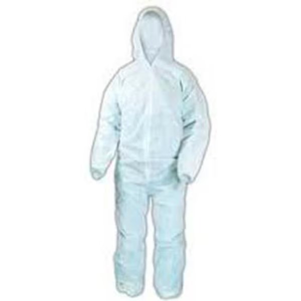 SMS Coverall, Elastic Wrists & Ankles, Attached Hood, Zipper Front, White, 4XL, 25/Case, Keystone Safety, Mfr#: CVLSMSREG-HE-4XL