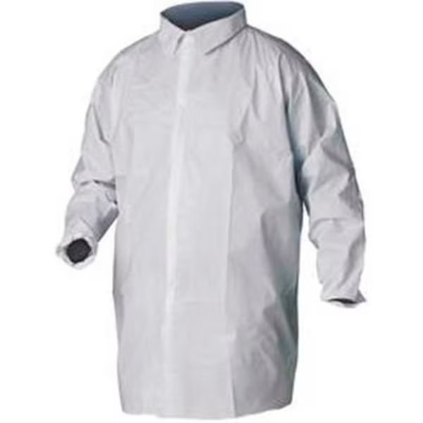 KeyGuard® Lab Coat, No Pockets, Elastic Wrists, Snap Front, Single Collar, White, 3XL, 30/Case, Keystone Safety, Mfr#: LC0-WE-KG-3XL