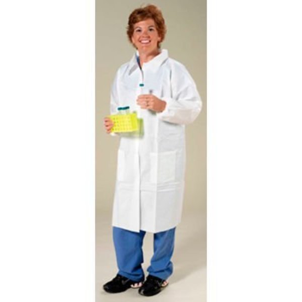 Polypropylene Lab Coat, 3 Pockets, Elastic Wrists, Snap Front, Single Collar, White, 4XL, 30/CS, Keystone Safety, Mfr#: LC3-WE-NW-4XL