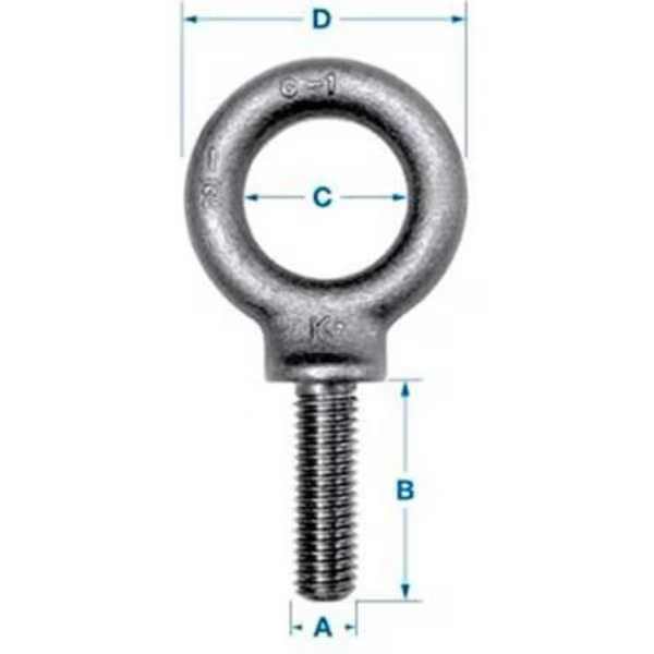 Eye Bolt With Shoulder, 1/2"-20, 1-1/2 in Shank, 1.1875 in ID, Carbon Steel, Ken Forging, Mfr#: K2025-UNF