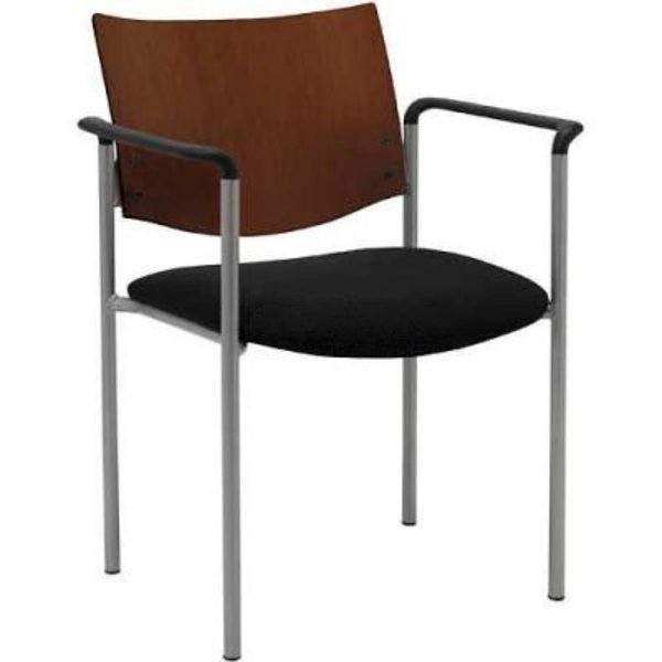 KFI Guest Chair with Arms -  Chocolate Wood Back, Black Fabric Seat, Kfi, Mfr#: 1311SL-SP20-2902