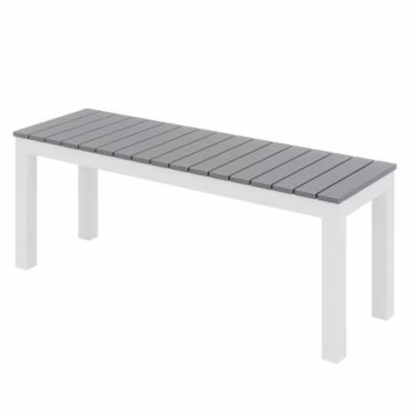 KFI Ivy Outdoor Bench, Gray Bench/White Frame, Kfi, Mfr#: OLBN5601-WH-GY