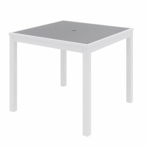 KFI 35" Square Outdoor Table - Gray Polymer Top - White Aluminum Frame - Ivy Series, Kfi, Mfr#: OLT35SQ-WH-GY