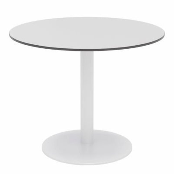 KFI 36" Round Outdoor Cafe Table - Fashion Gray Phenolic Top - White Aluminum Frame - Ivy Series, Kfi, Mfr#: OLTP36RD-B2200WH-D381
