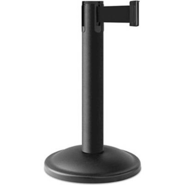 Contempo Exhibit Post, 24" Black Wrinkle Post, 7' Black Belt, Lavi Industries, Mfr#: 26-407024/WB/BK