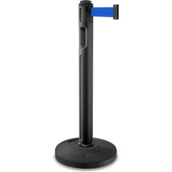 Lavi Industries Tempest Retractable Belt Barrier, 38-1/4" Black Post, 12' Blue Belt, Lavi Industries, Mfr#: 80-5000R/BK/BL