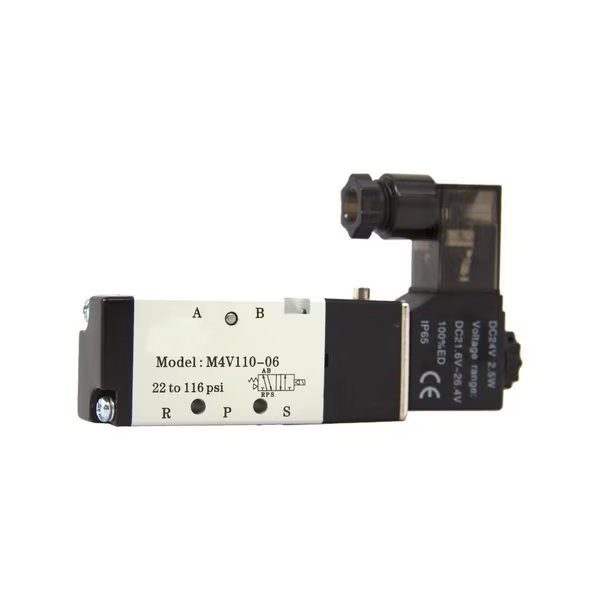 Bimba-Mead Pilot Solenoid Valve M4V330C-08-120VAC, 5 Port, 3 Pos, Dbl, 1/4" NPT, 120VAC, Cv=1.00, Bimba Mfg Co, Mfr#: M4V330C-08-120VAC