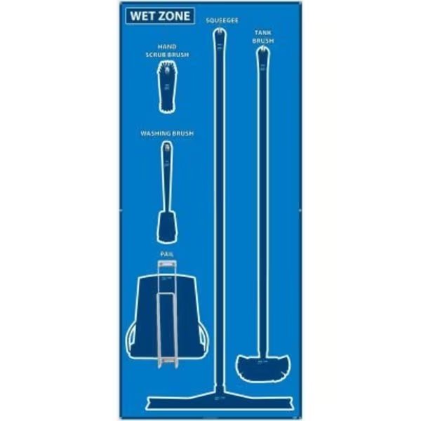 National Marker Wet Zone Shadow Board, Blue/Blue, 68 X 30, ACP, Aluminum Composite Panel -, Nmc, Mfr#: SB115ACP