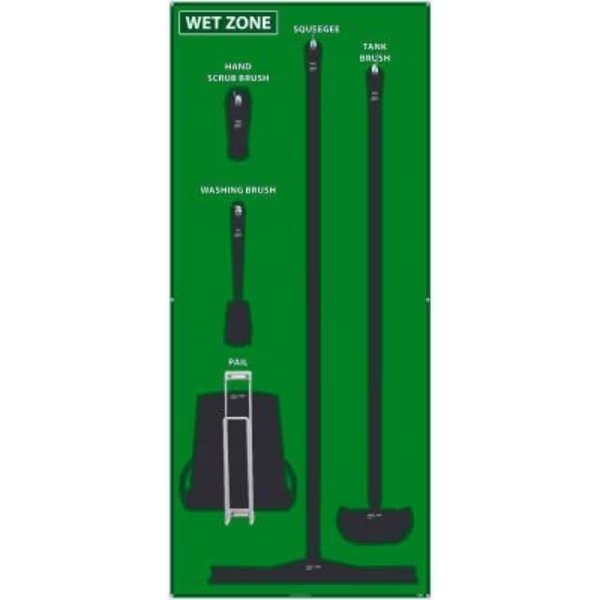 National Marker Wet Zone Shadow Board, Green/Black, 68 X 30, Aluminum - SB120AL, Nmc, Mfr#: SB120AL