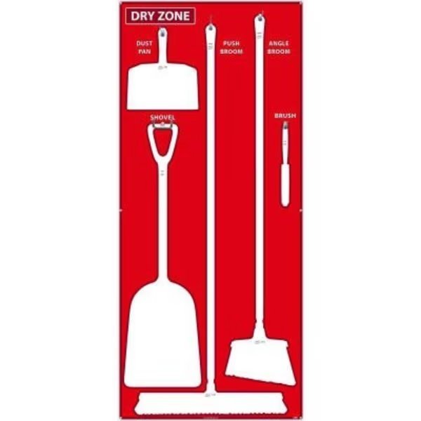 National Marker Dry Zone Shadow Board, Red/White, 68 X 30, ACP, Aluminum Composite Panel -, Nmc, Mfr#: SB125ACP