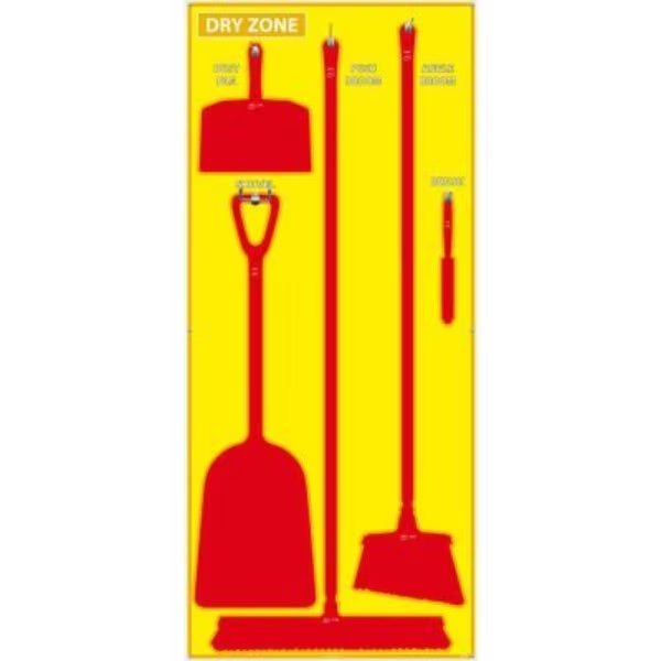 National Marker Dry Zone Shadow Board, Yellow/Red, 68 X 30, Aluminum -, Nmc, Mfr#: SB138AL