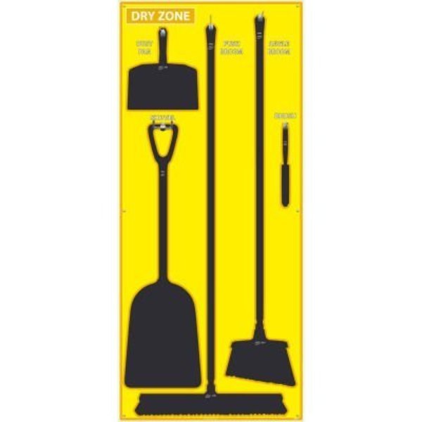 National Marker Dry Zone Shadow Board, Yellow/Black, 68 X 30, Pro Series Acrylic -, Nmc, Mfr#: SB140FG