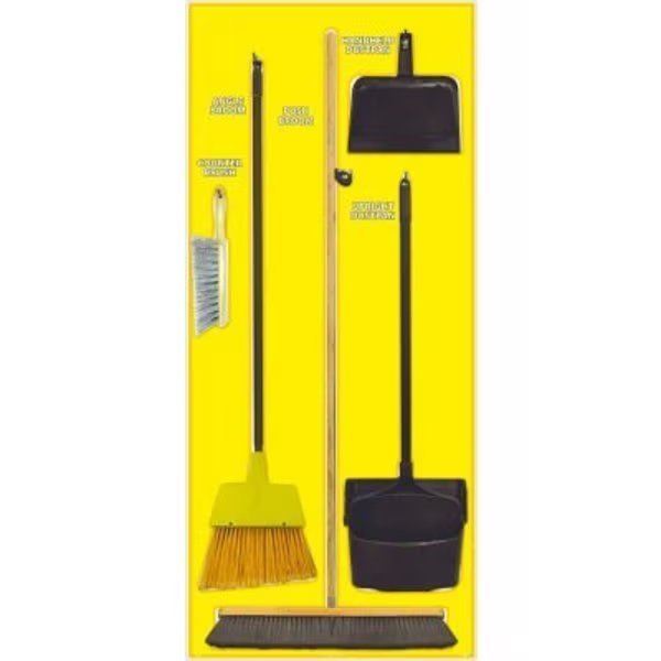 National Marker Janitorial Shadow Board Combo Kit, Yellow on Wht, General Purpose Composite-, Nmc, Mfr#: SBK108ACP