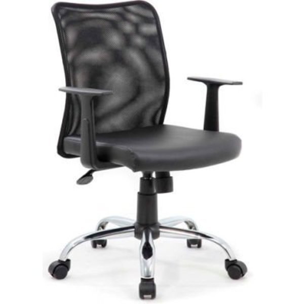 Boss Budget Mesh Task Chair with T-Arms - Black, Boss Office Products, Mfr#: B6116C-CS