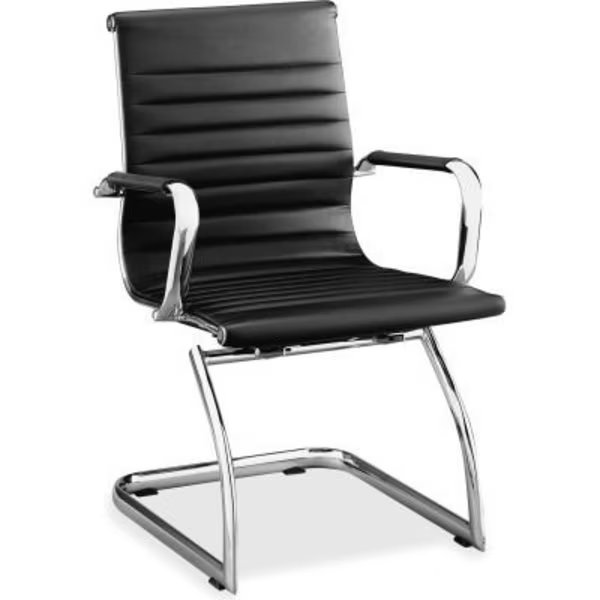 Lorell® Modern Chair Mid-Back Leather Guest Chair - Black - 2/Pack, Lorell, Mfr#: 59539