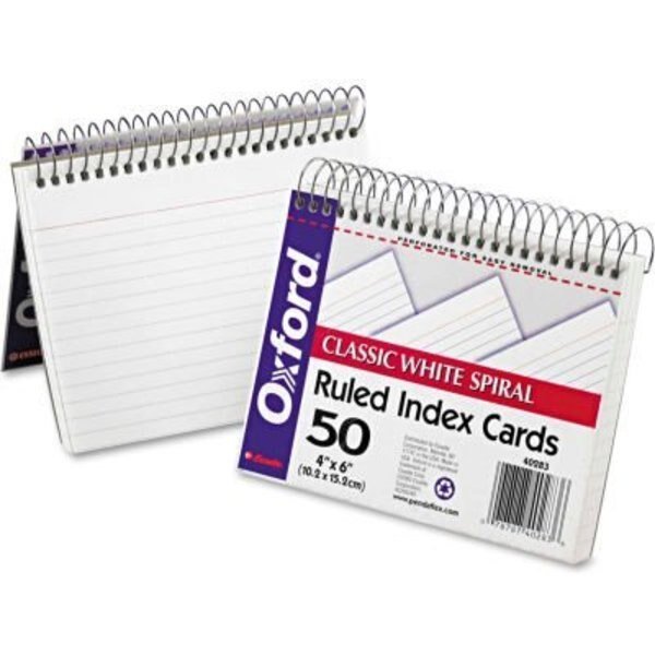 Oxford® Spiral Index Cards 40283, 4" x 6", White, 1 Each, Esselte Pendaflex Corp., Mfr#: 40283