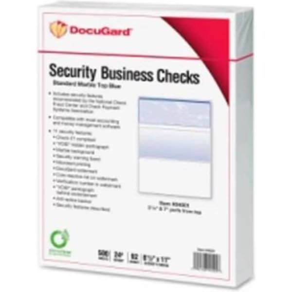 Docugard Security Business Checks with Marble Top 8-1/2" x 11" Blue 500 Sheets/Pack, Paris Business Products, Mfr#: 4501