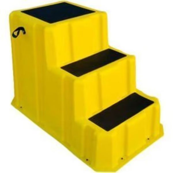 3 Step Nestable Plastic Step Stand - Yellow 26"W x 43"D x 28"H - NST-3 YEL, Us Roto Molding, Mfr#: NST-3 YEL