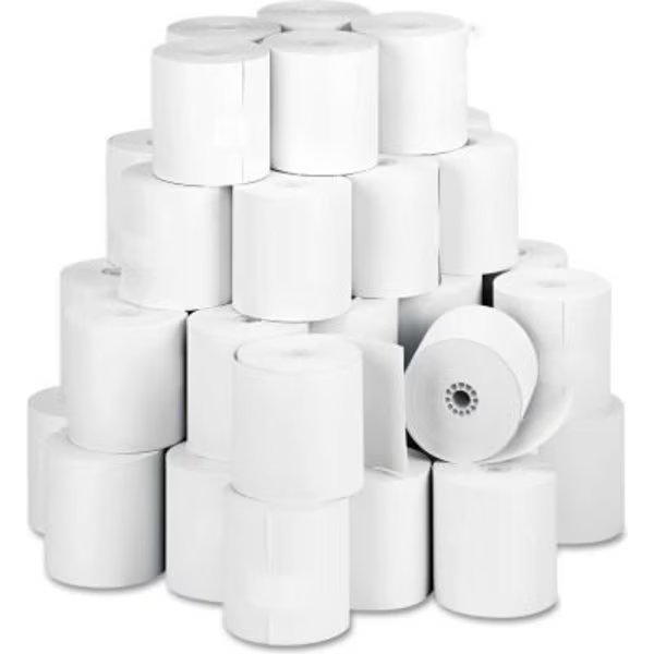 PM Company® Paper Rolls 05479, 3" x 150', White, 50 Rolls/Carton, Pm Company, Mfr#: 5479