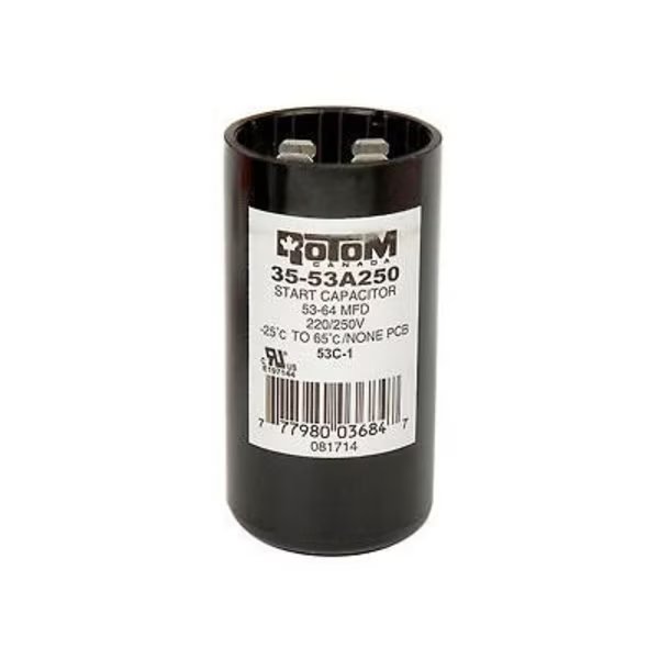 Rotom 53C-1, 53-64MFD, 220/250V, Start Capacitor, Round, Pem Motors, Mfr#: 53C-1