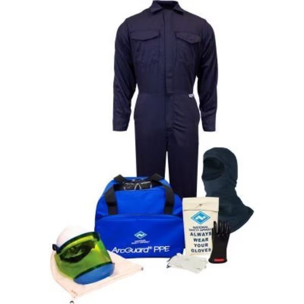 ArcGuard® KIT2CV11BL10 12 cal UltraSoft Arc Flash Kit, FR Coverall & Balaclava, L, Glove Sz 10, National Safety Apparel, Mfr#: KIT2CV11BLG10