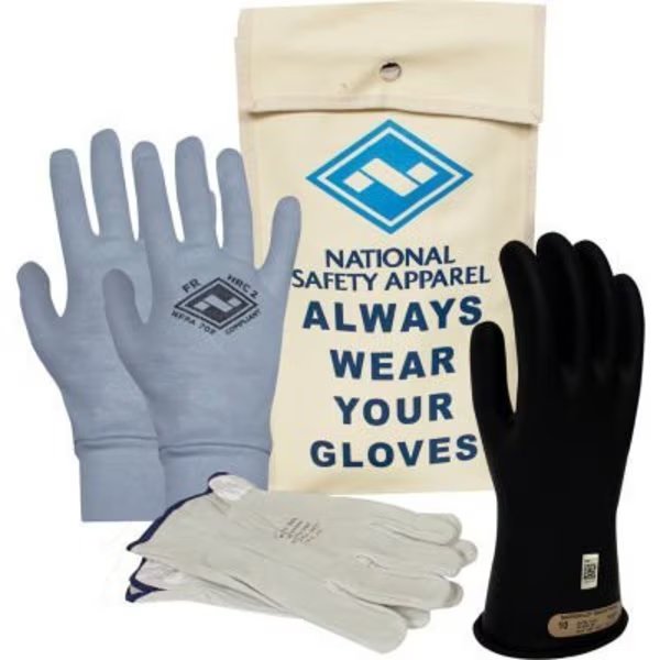 ArcGuard® Class 0 ArcGuard Rubber Voltage Glove Premium Kit, Black, Size 9, KITGC0B09AG, National Safety Apparel, Mfr#: KITGC0B09AG