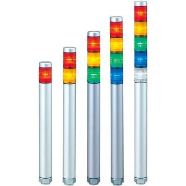 Patlite Continuous Light, NPN & PNP Compatible, Red/Amber/Green/Blue Light, AC/DC24V, Patlite Usa Corporation, Mfr#: MP-402-RYGB