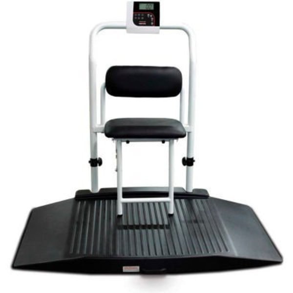 Rice Lake 350-10-4 Dual-Ramp Wheelchair Scale with Seat & Handrail, 1000 lb x 0.2 lb, Rice Lake Weighing Systems, Mfr#: 141448