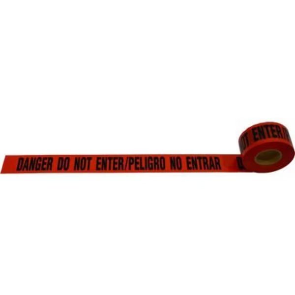 Danger Do Not Enter / Peligro No Entrar" Barricade Tape, Red Tape/Black Print, 3" x 1000', Petra Roc Inc, Mfr#: BTBL-DANGER