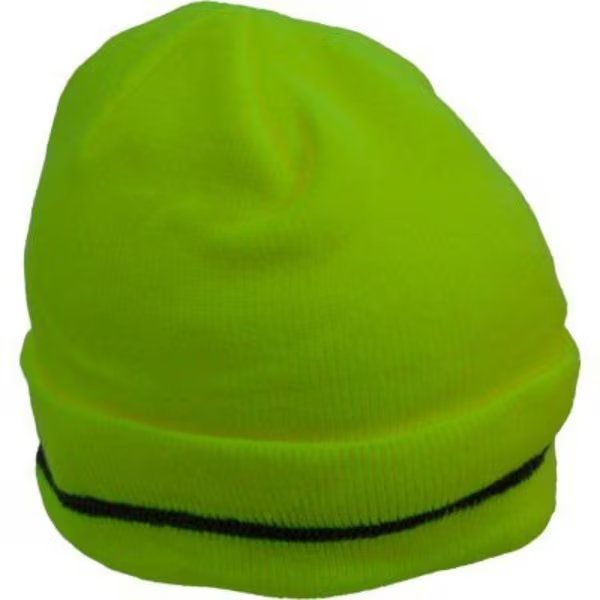 Petra Roc Hi-Visibility Safety Beanie Hat with Reflective Woven Stripe, Lime, One Size, Petra Roc Inc, Mfr#: LBE-S1