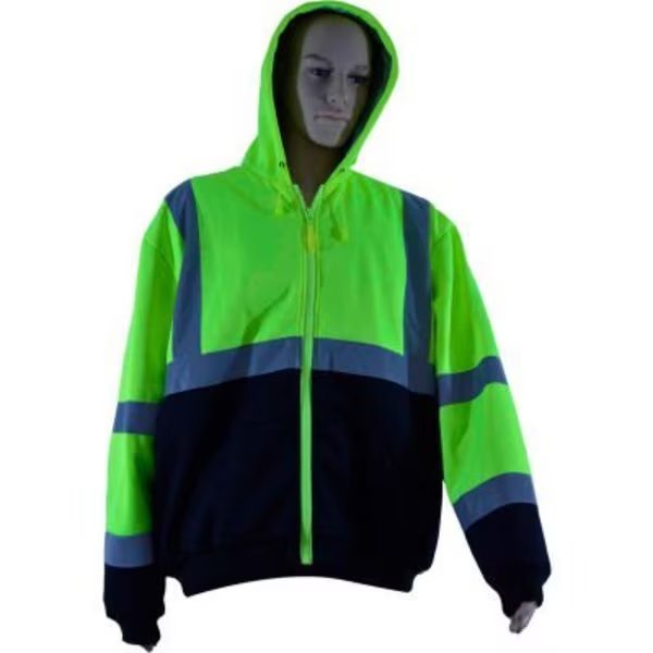 Petra Roc Thermal Lined Zip-Up Hoodie, ANSI Class 3, 2 Slash Pockets, Polar Fleece, Lime/Black, XL, Petra Roc Inc, Mfr#: LBHSW-C3-XL