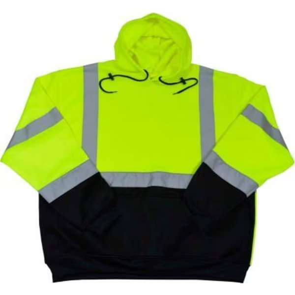 Petra Roc Two Tone Pullover Hooded Sweatshirt, ANSI Class 3, Lime/Black, 4X, LBPUHSW-C3-4XL, Petra Roc Inc, Mfr#: LBPUHSW-C3-4X