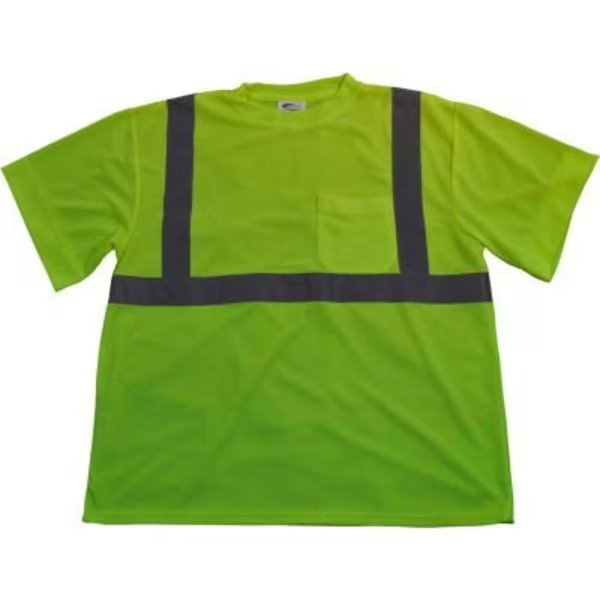 Petra Roc Short Sleeve T-Shirt, ANSI Class 2, Polyester Birdseye Mesh, Lime, 2XL, Petra Roc Inc, Mfr#: LTS2-2X