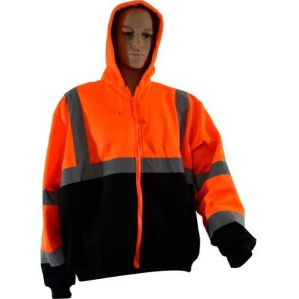 Petra Roc Hooded Sweatshirt W/Liner, ANSI Class 3, 2 Slash Pockets, Polar Fleece, Orange/Black, XL, Petra Roc Inc, Mfr#: OBHSW-C3-XL