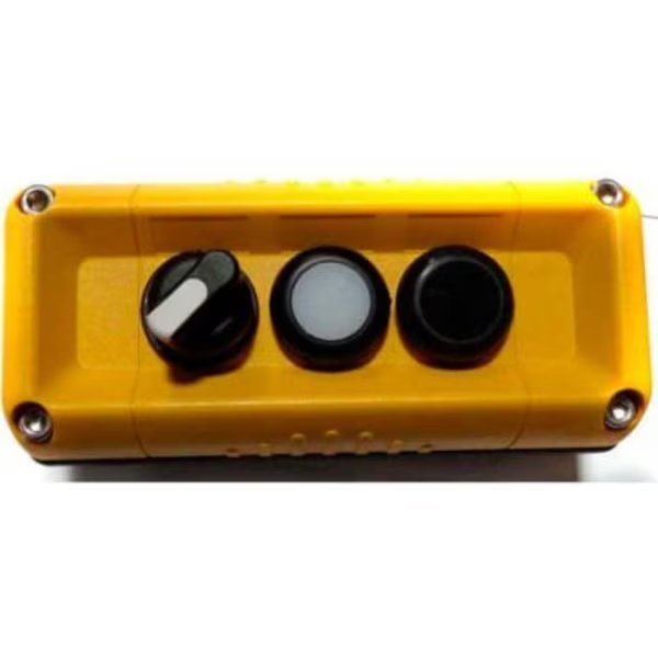 T.E.R., F71GY00020001011 VICTOR Wall Mnt. Control Station, Yellow, 3 Hole, 3 Pos. Selector+2 Funct., Springer Controls Co, Mfr#: F71GY00020001011