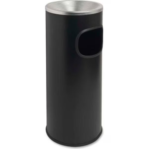 Genuine Joe Fire Safe Ashtray Receptacle 3 Gal. Stainless Steel Black/Aluminum - GJO58884, Sp Richards, Mfr#: GJO58884
