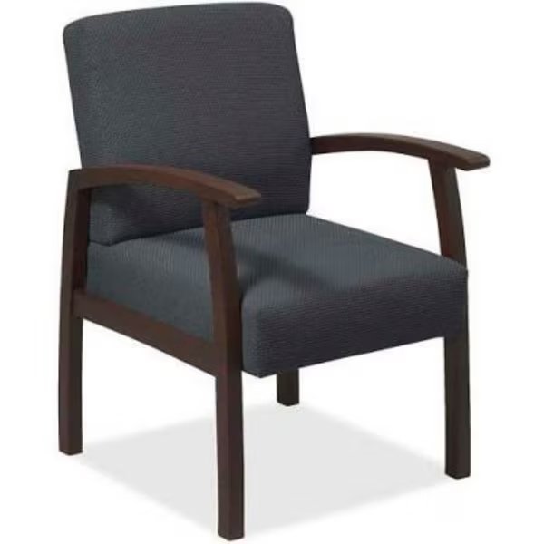 Lorell® Deluxe Fabric Guest Chair, 24"W x 25"D x 35-1/2"H, Expresso Frame/Charcoal Seat, Sp Richards, Mfr#: LLR68555