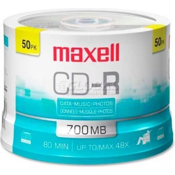 Maxell CD Recordable Media, MAX648250, CD-R Media, 48x Speed, 700 MB Capcity, Maxell, Mfr#: 648250
