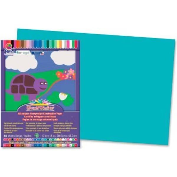 Pacon® SunWorks Groundwood Construction Paper, 12"x18", Turquoise, 50 Sheets, Pacon Corporation, Mfr#: 7707