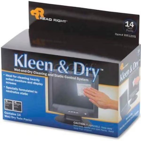 Read Right® Kleen & Dry Screen Cleaning Pads, 14/Box - REARR1205, Advantus, Mfr#: RR1205