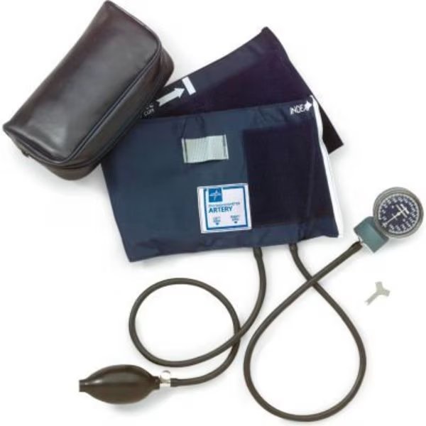 Medline MDS9413 Handheld Aneroid Sphygmomanometer, Large Adult Cuff, Blue, Medline Industries, Inc, Mfr#: MDS9413