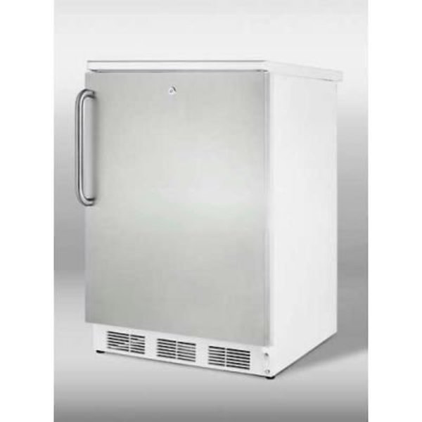 Summit-Freestanding Refrigerator-Freezer, Cycle Defrost, White, S/S Door, , Lock, Summit Appliance Div., Mfr#: CT66LWSSTB